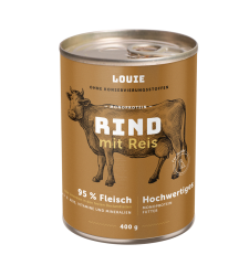 LOUIE Dosenfutter für Hunde Rindfleisch mit Reis 400g - Hochwertiges Monoprotein Futter